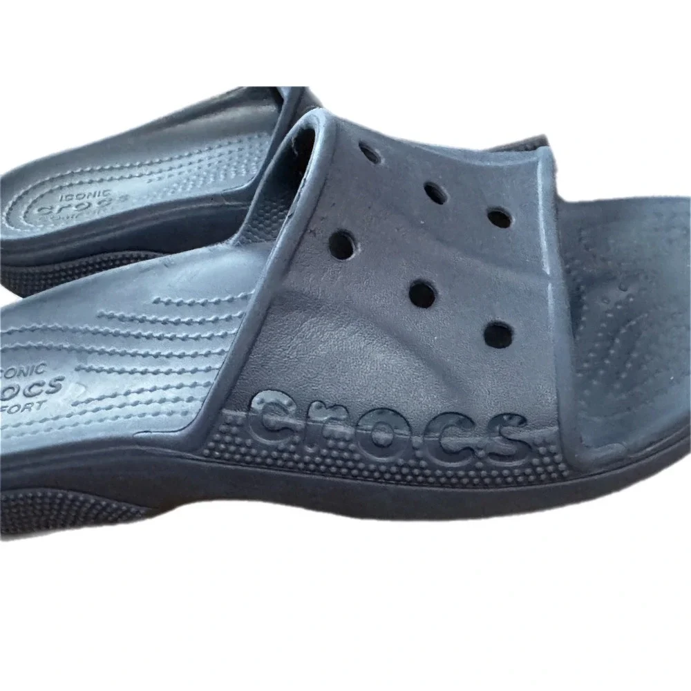 Crocs Classic Slide Mens 6 Womens 8 Navy Blue Excellent Comfort Sandals